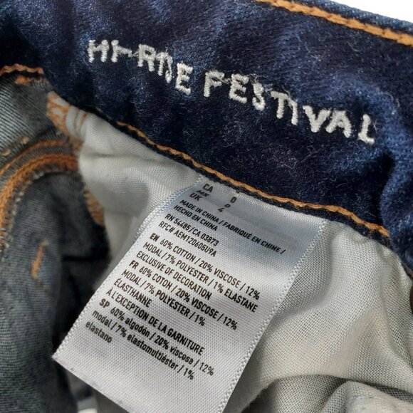 American Eagle XS Denim High-Rise Festival Distressed Frayed Cut-off Jean Shorts - Picture 8 of 9